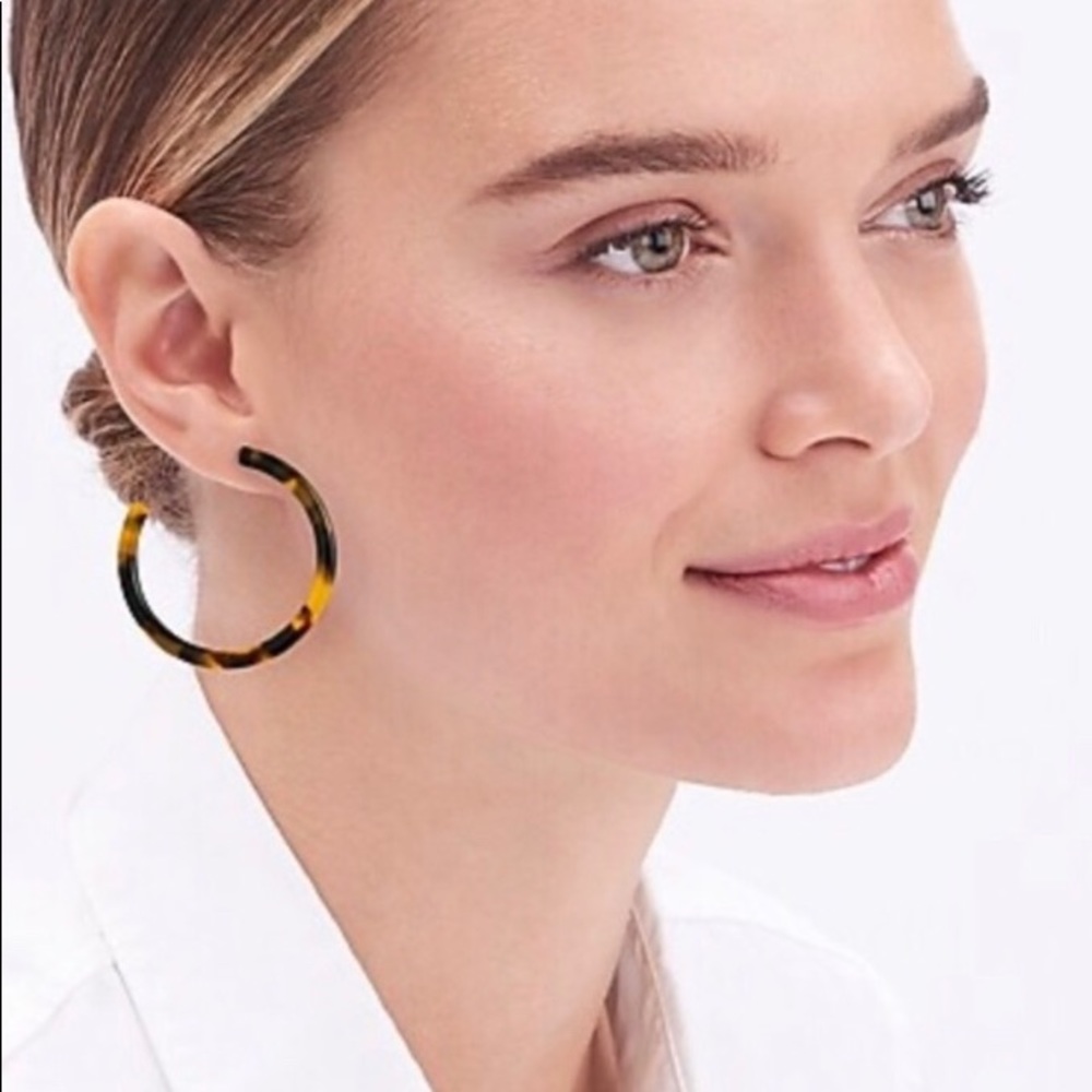Blue Multicolored Tortoise Shell Hoop Earrings - image 1